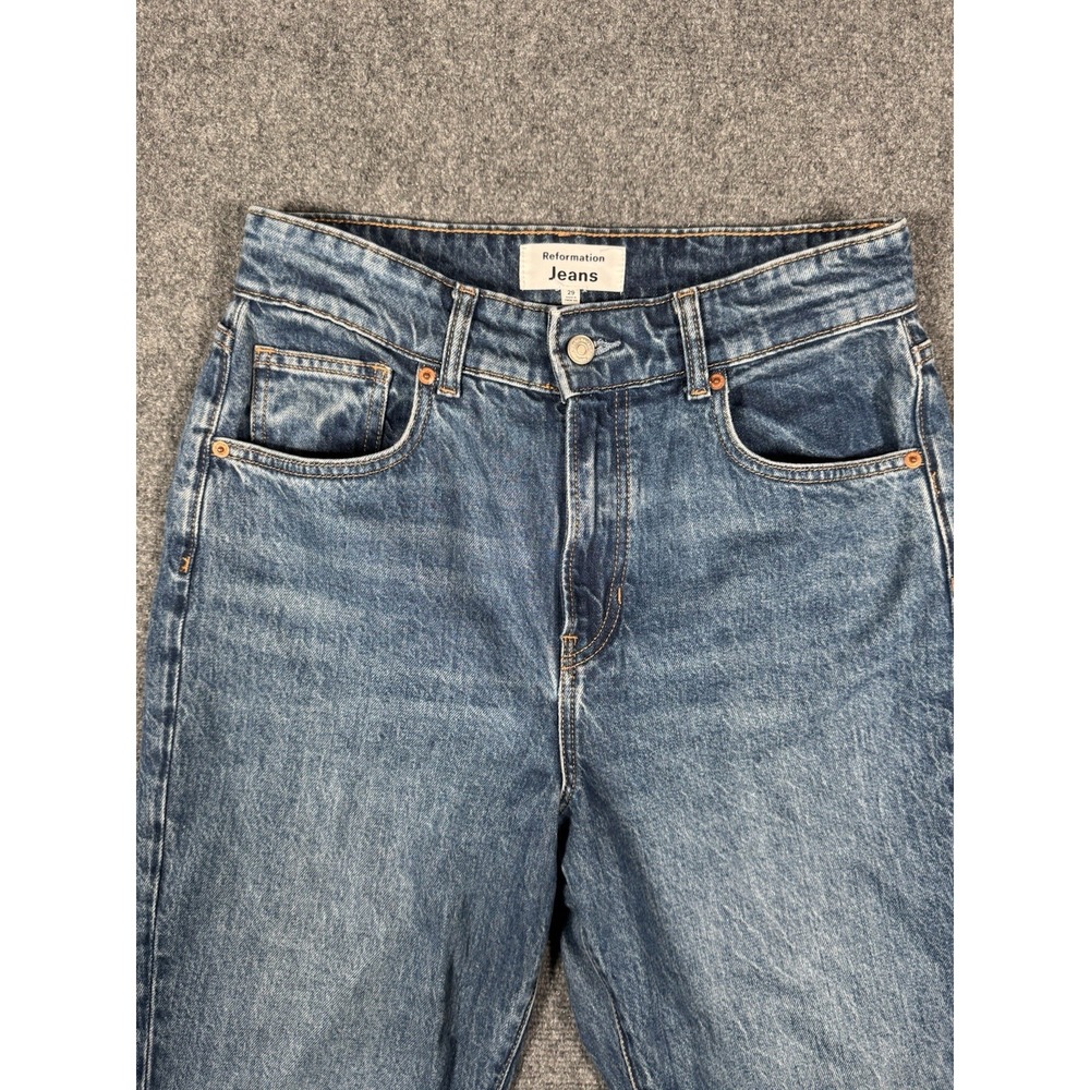 Reformation Jeans‎ Womens 29 Blue High Rise Wide Leg Denim Cotton Stretch EUC - Picture 4 of 15